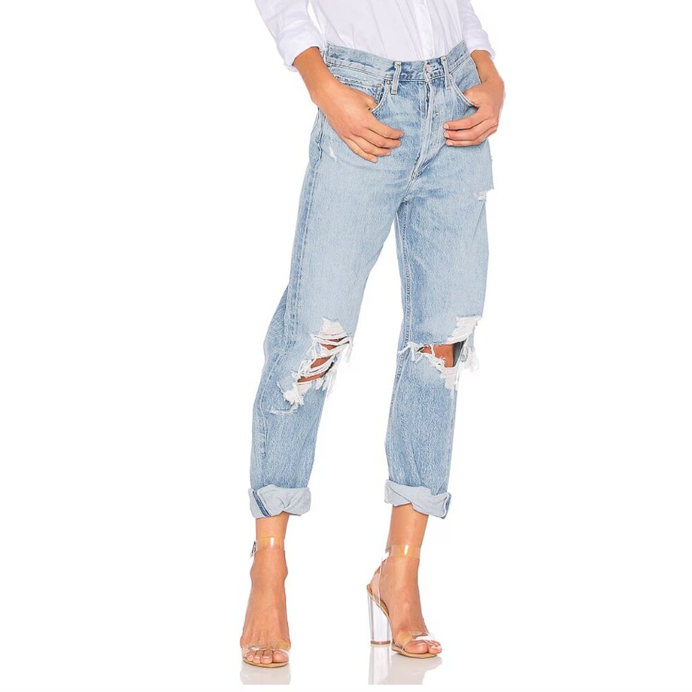 Agolde 90's Mid Rise Ripped Loose Fit Jeans (size 24)